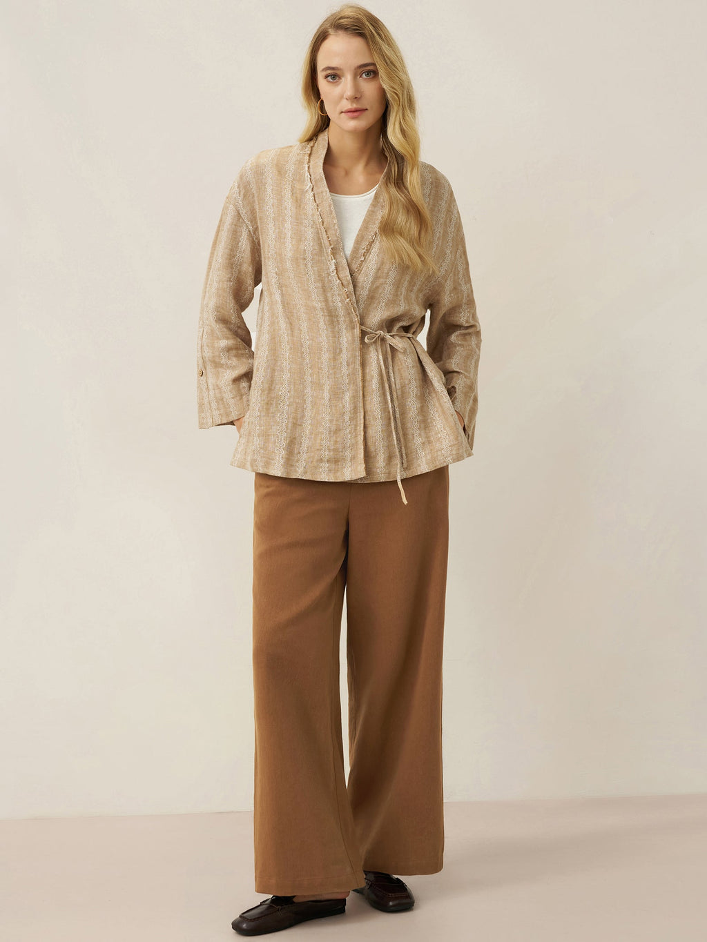 Lyocell Linen Drawstring Straight Leg Pants RACHEL