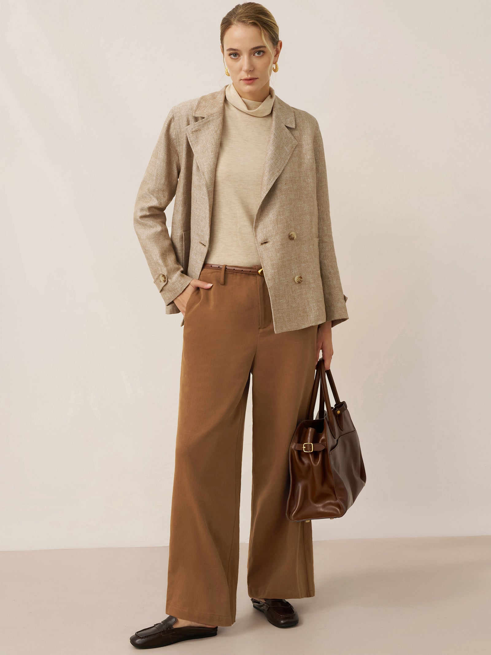 Lyocell Linen Drawstring Straight Leg Pants RACHEL