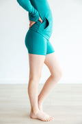 SALE Turbo Teal Active Shorty Shorts