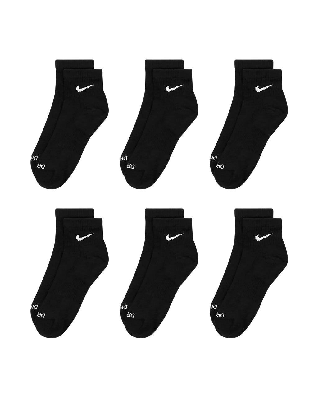 Nike 6-Pack Dri-Fit Cushioned Ankle Socks - Black