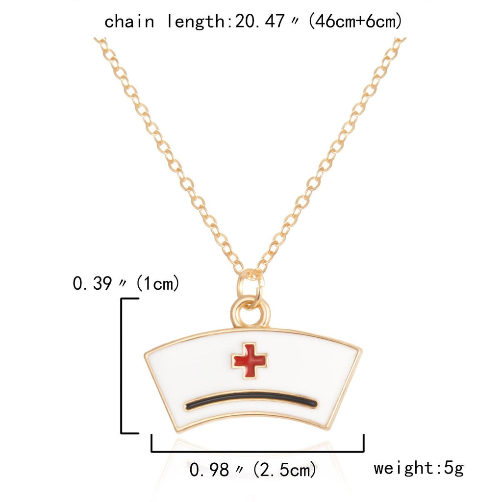 Heart Nurse Cap Doctor Necklaces Medical Equipment Stethoscope Syringe Pendant Hospital Style Jewelry