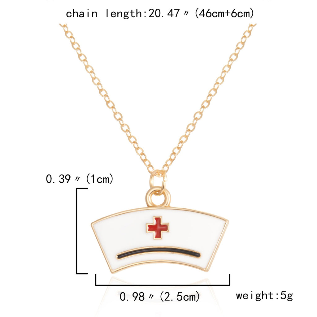 Heart Nurse Cap Doctor Necklaces Medical Equipment Stethoscope Syringe Pendant Hospital Style Jewelry