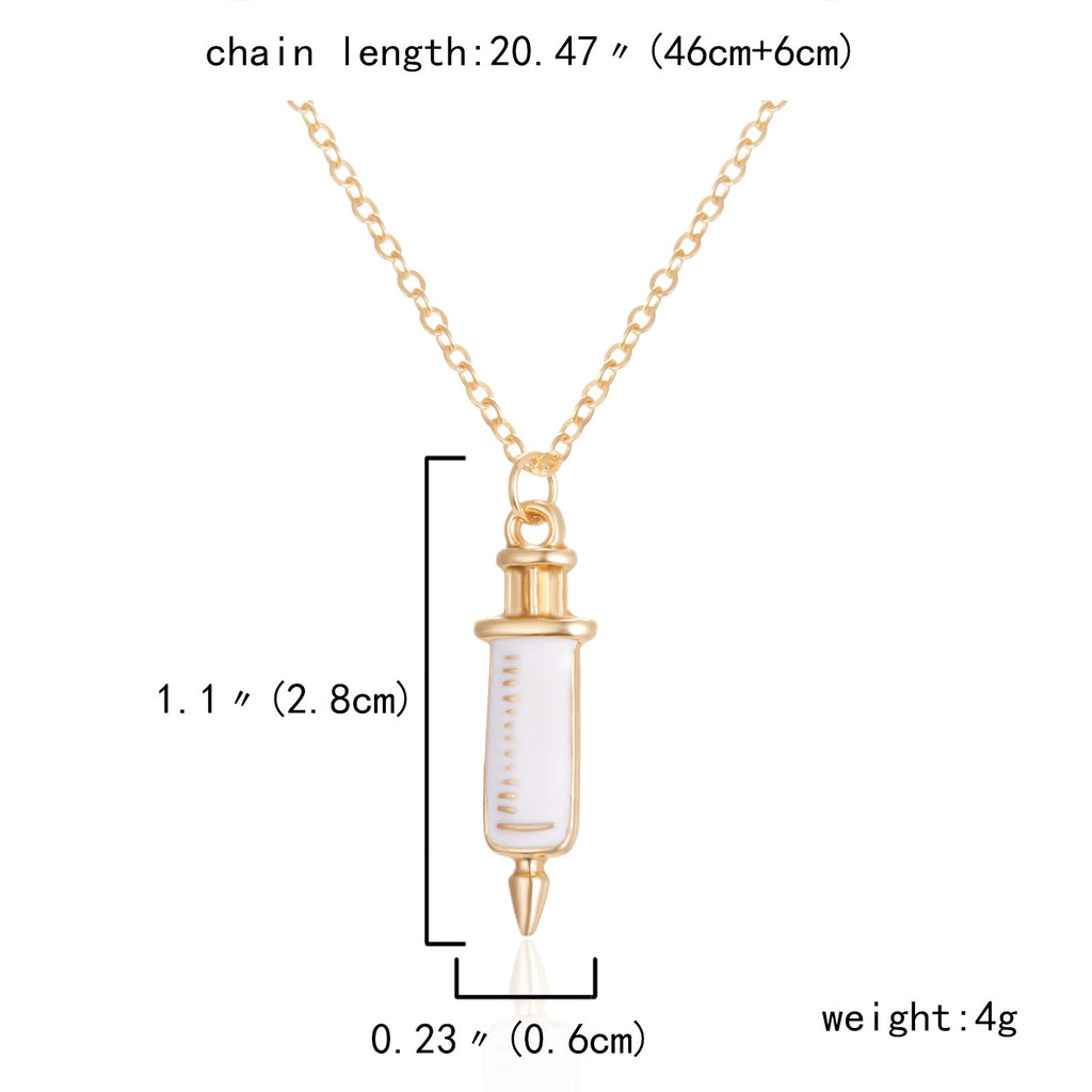 Heart Nurse Cap Doctor Necklaces Medical Equipment Stethoscope Syringe Pendant Hospital Style Jewelry