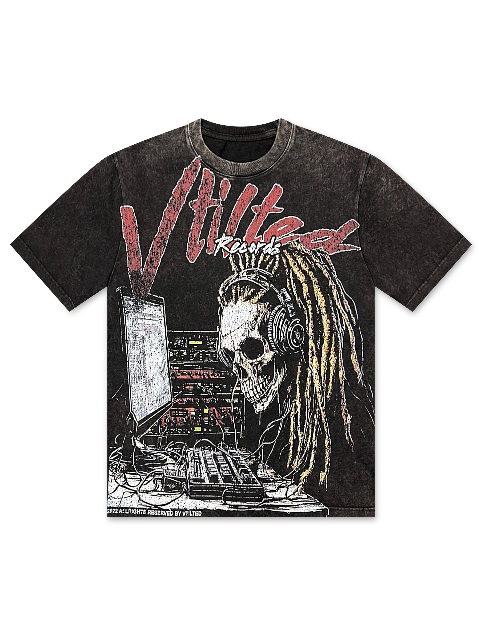 Vtilted Record Tee - Black Wash