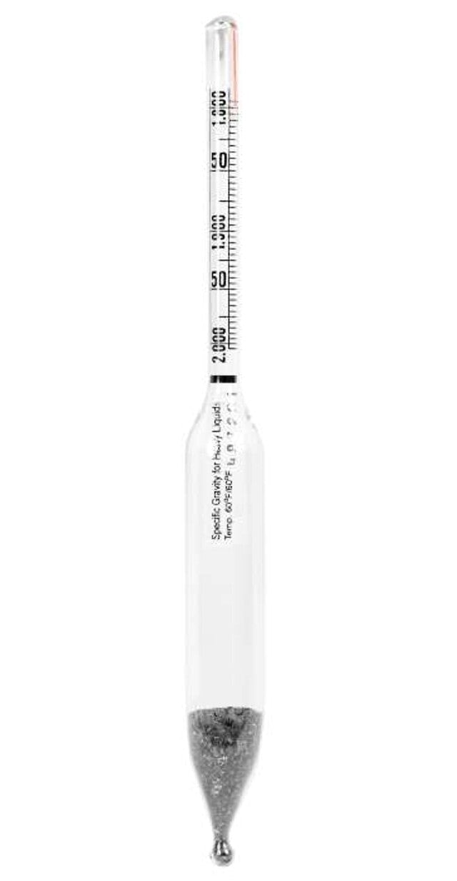 Heathrow Scientific 6604-2 Specific Gravity Hydrometers, 1.200 to 1.450, 0.005 subdivisions, 165 mm, 1/pk