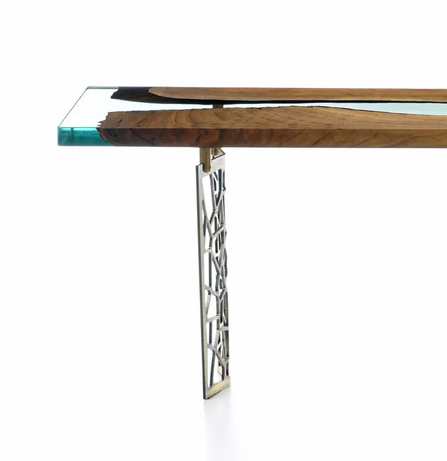 Walnut wood and resin sofa & entry table | Voronoi collection