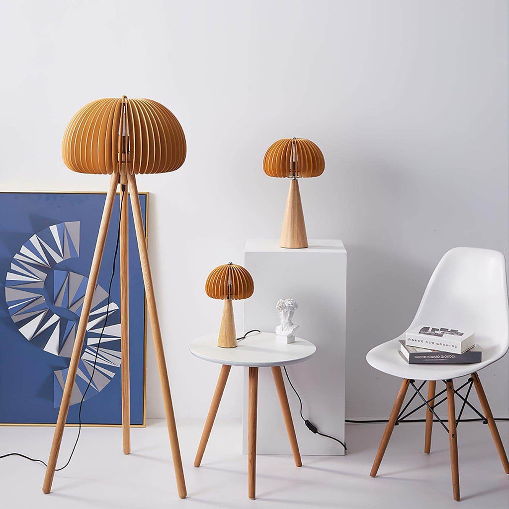 Wooden Pumpkin Floor Lamp