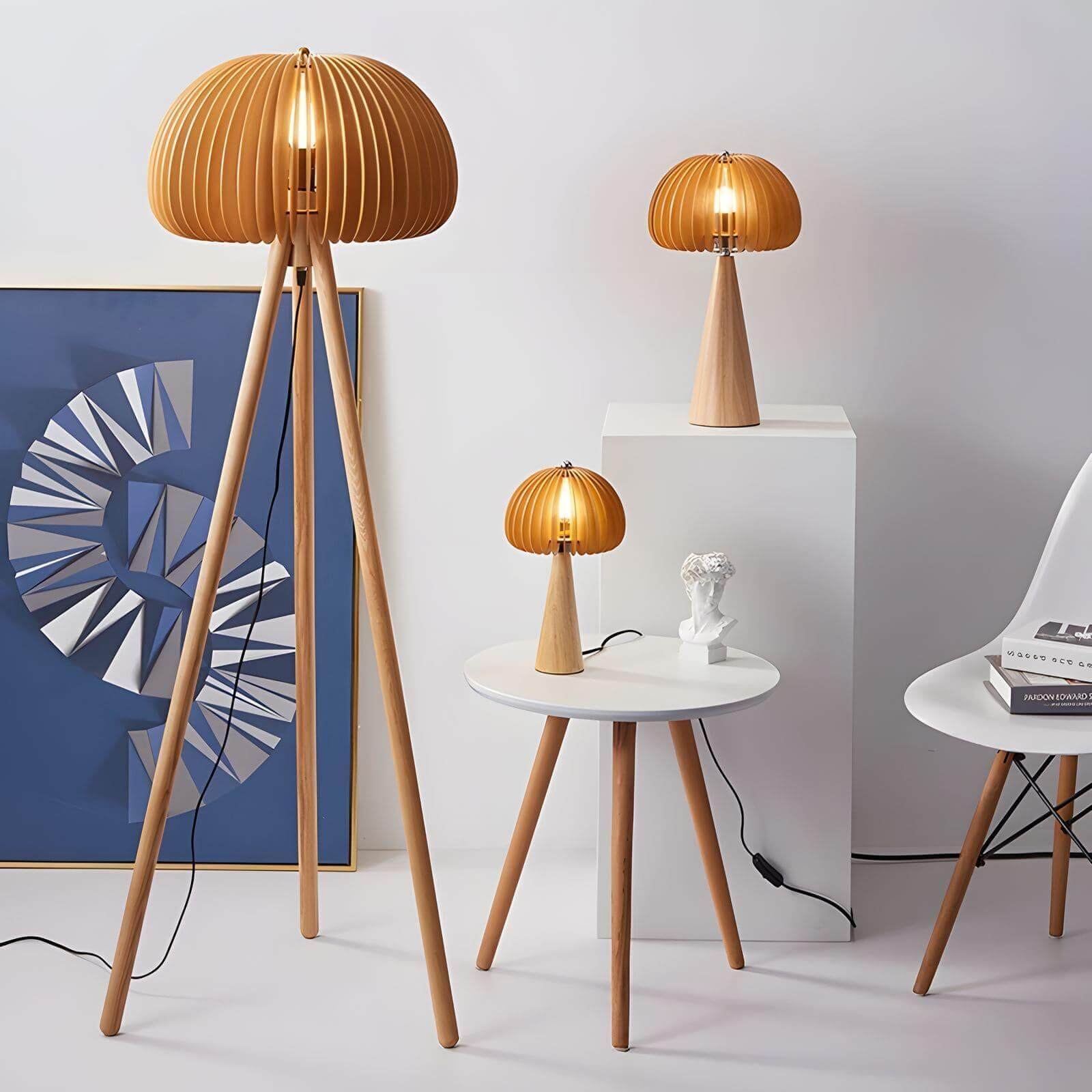 Wooden Pumpkin Table Lamp
