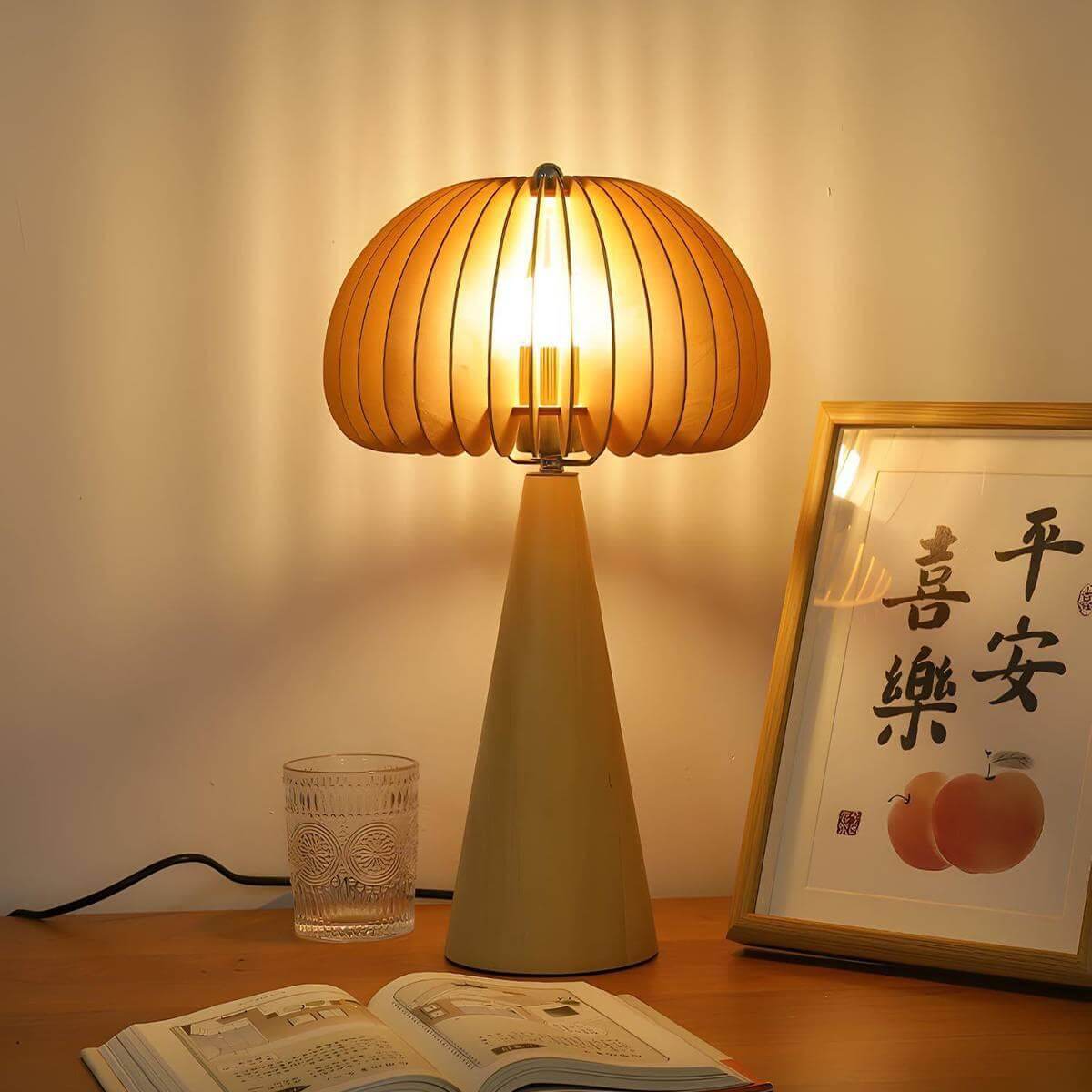 Wooden Pumpkin Table Lamp
