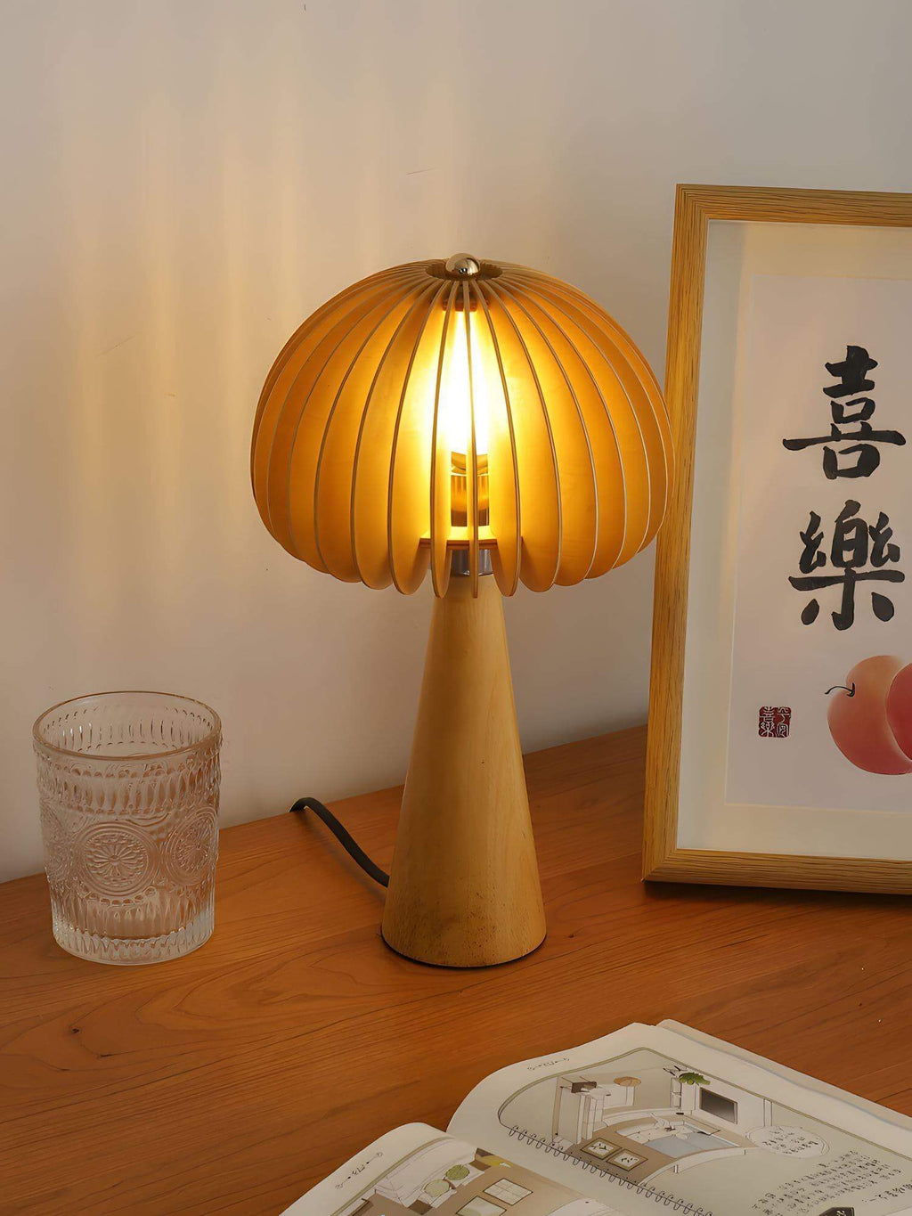 Wooden Pumpkin Table Lamp