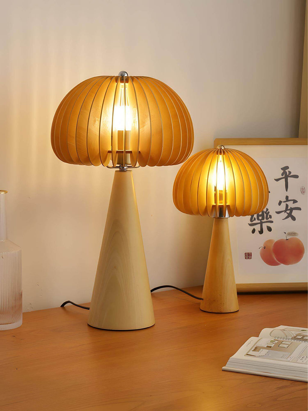 Wooden Pumpkin Table Lamp