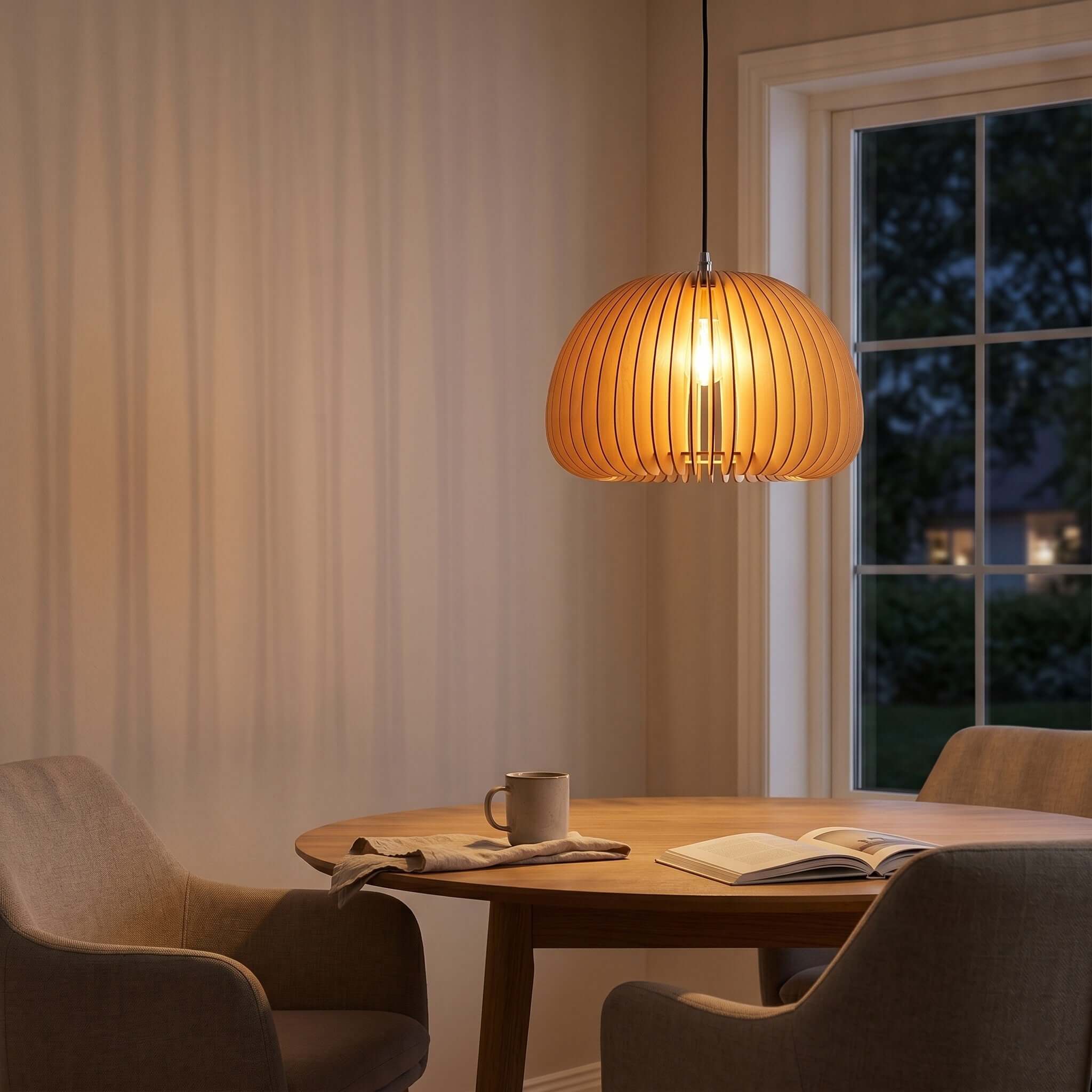Wooden Pumpkin Pendant Lamp