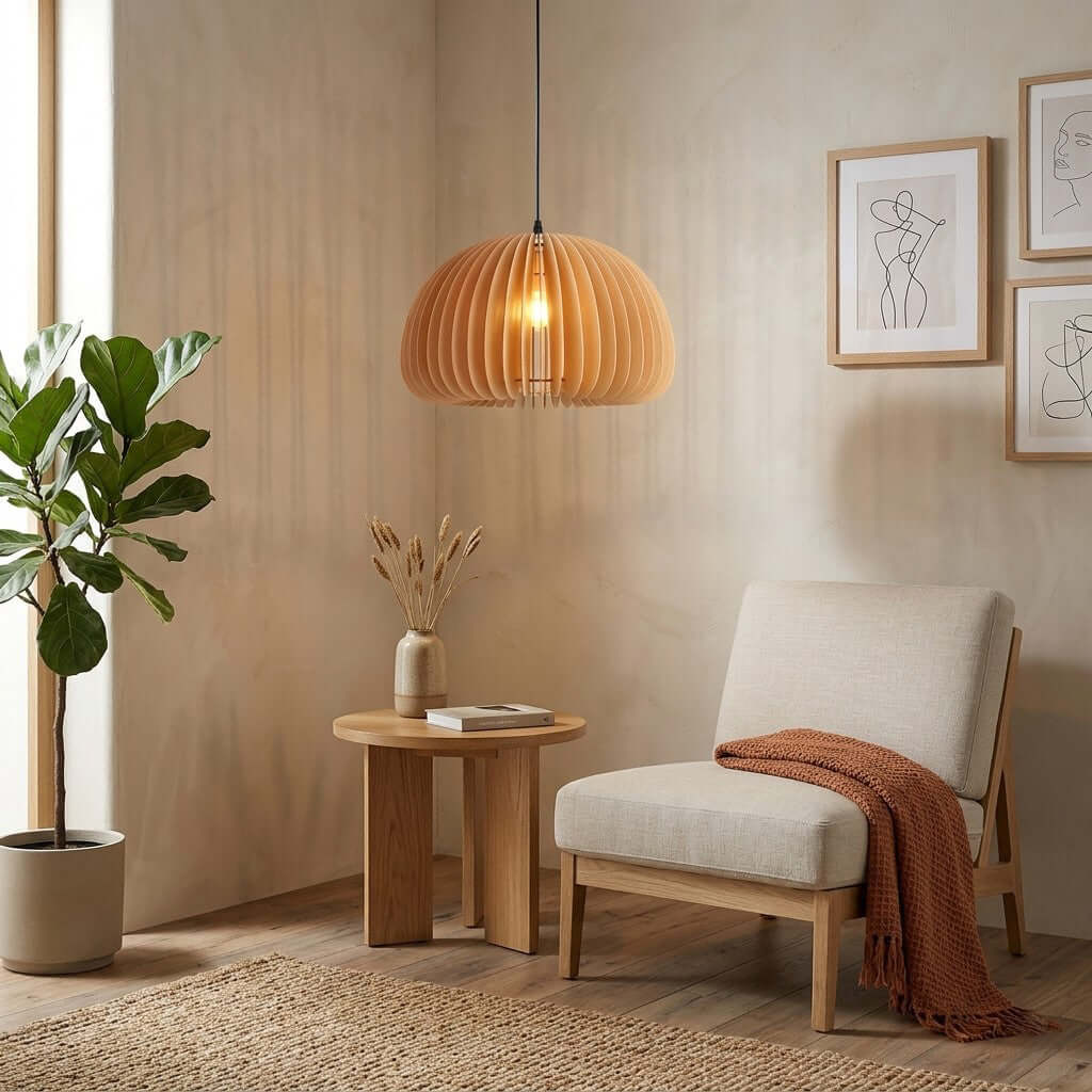 Wooden Pumpkin Pendant Lamp