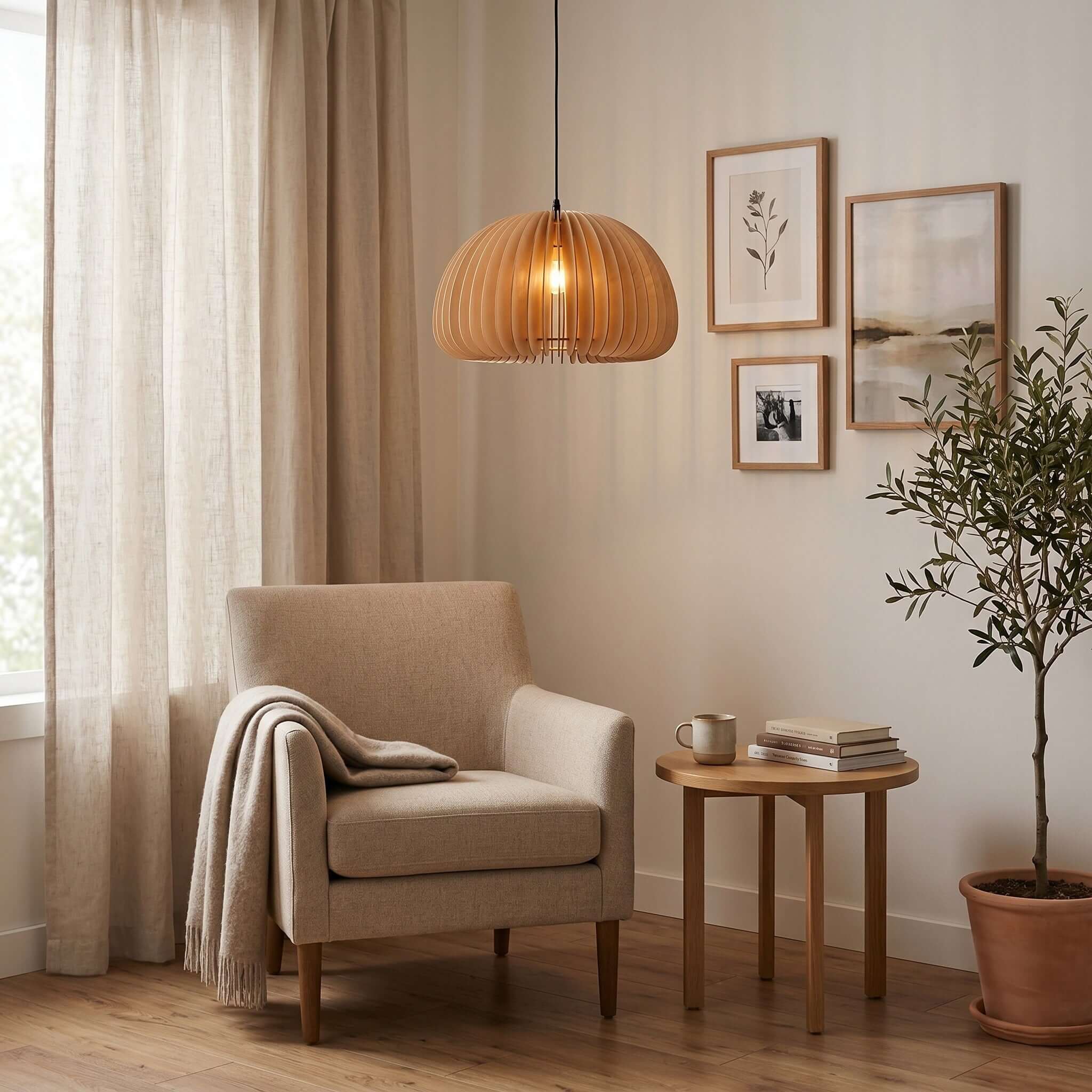 Wooden Pumpkin Pendant Lamp