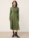 Wool Sculpted Pleats Turtleneck Midi Dress BRIAR