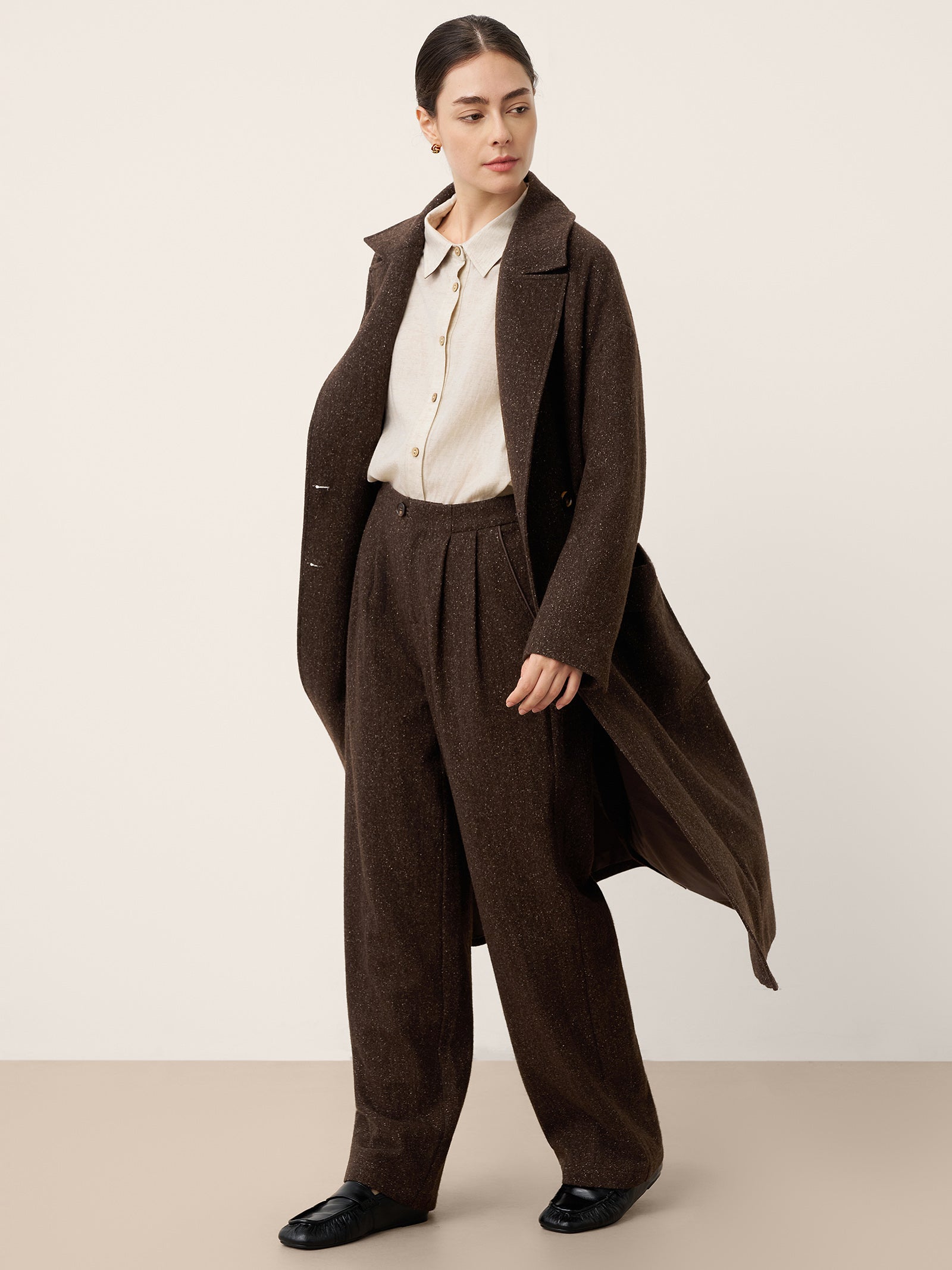 Wool Silk Double-Breasted Lapel Coat SAPPHIRE