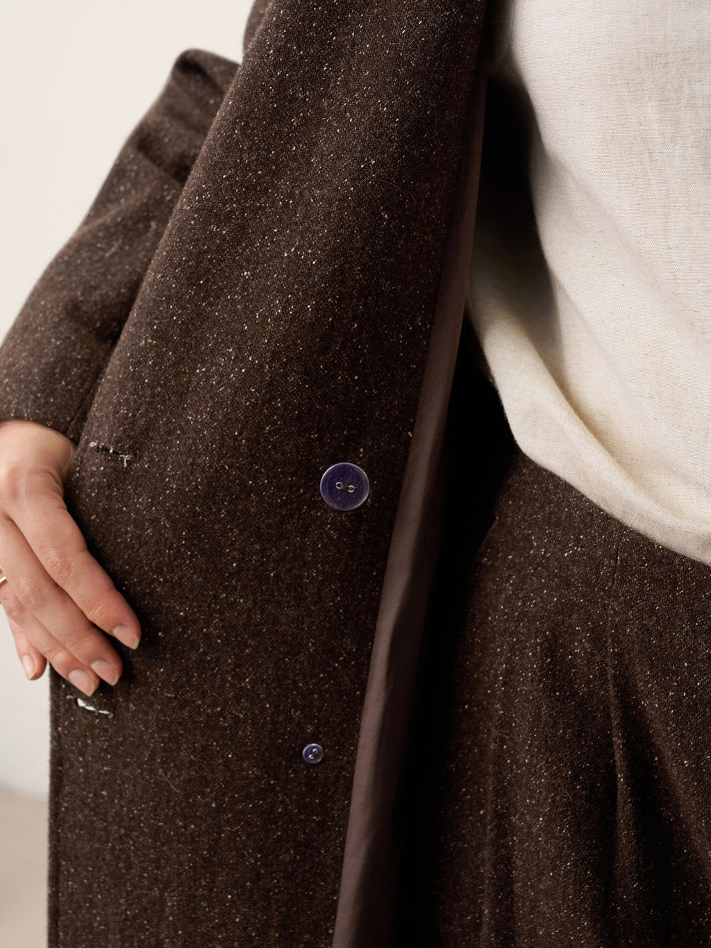 Wool Silk Double-Breasted Lapel Coat SAPPHIRE