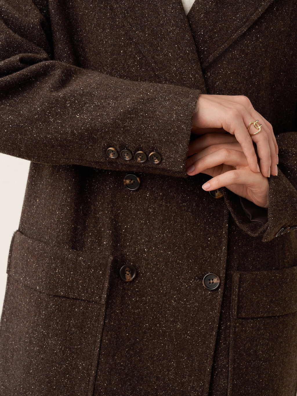 Wool Silk Double-Breasted Lapel Coat SAPPHIRE