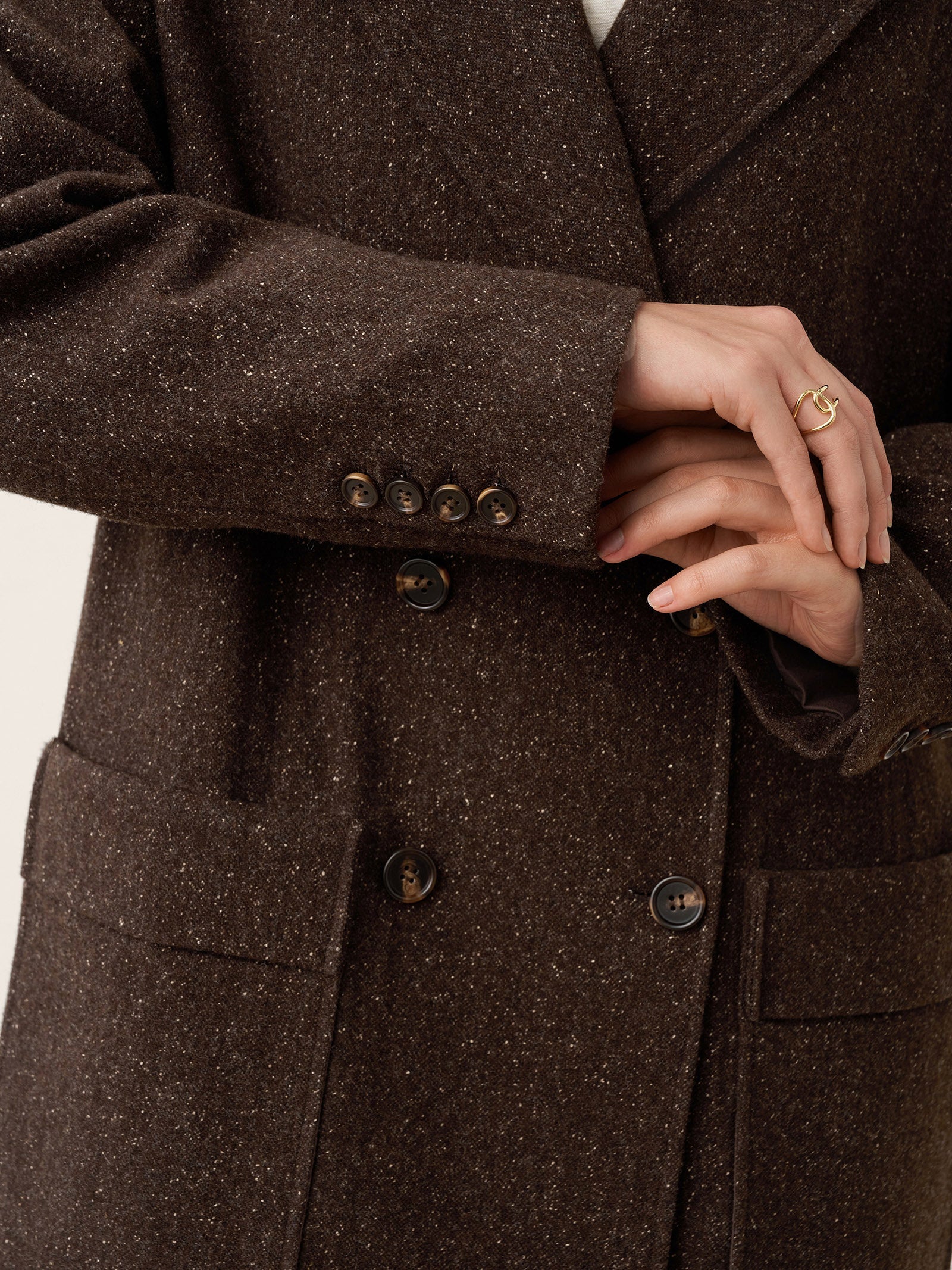 Wool Silk Double-Breasted Lapel Coat SAPPHIRE