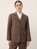 Wool Striped Notched Lapel Suit Blazer DAPHNE