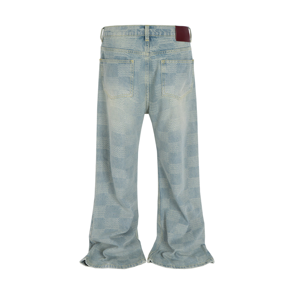 AZUL CHECKERED FLARE DENIM