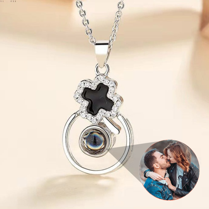 S925 Silver Epoxy Necklace Female Projection Pendant