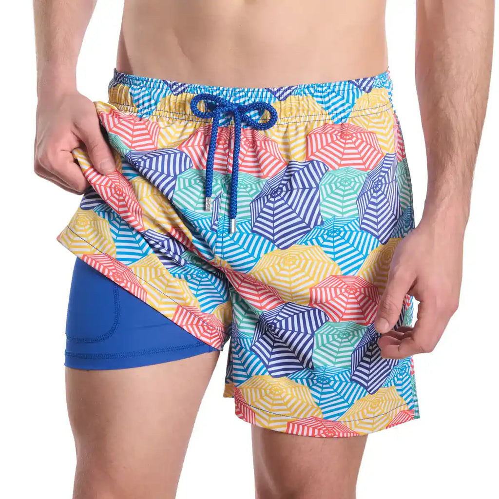 Men’s Premium Compression-Lined Hybrid Shorts – Bayside Shade-Splash