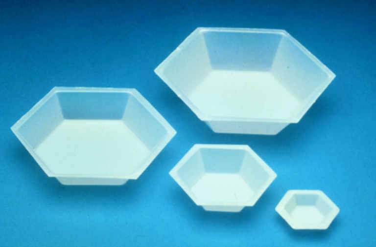 Dyn-A-Med 80054 Hexagonal Plastic Weighing Dish, Polystyrene, Medium, Top/Bottom Diameter: 4.0/3.0-Inch (Case of 2000) (SN:80054)