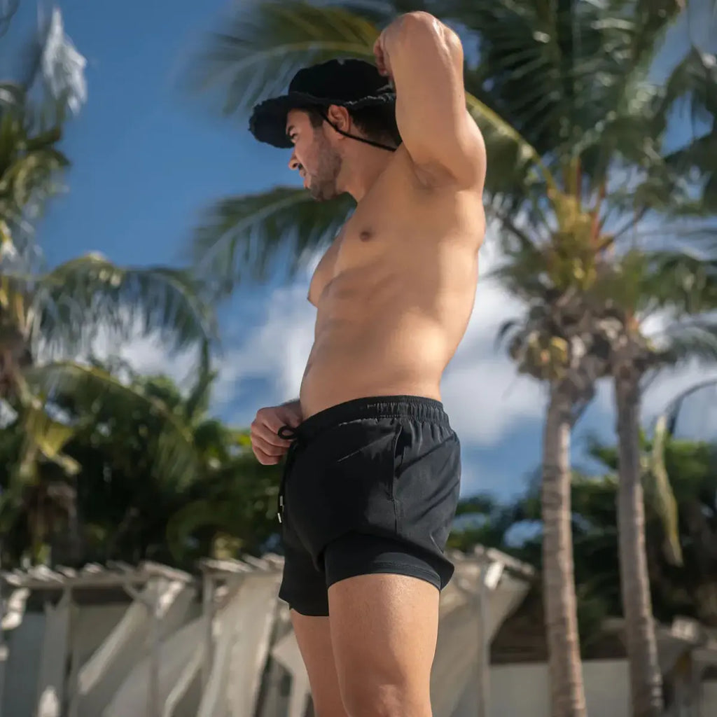 Men’s Premium Compression-Lined Hybrid Shorts – Black Onyx