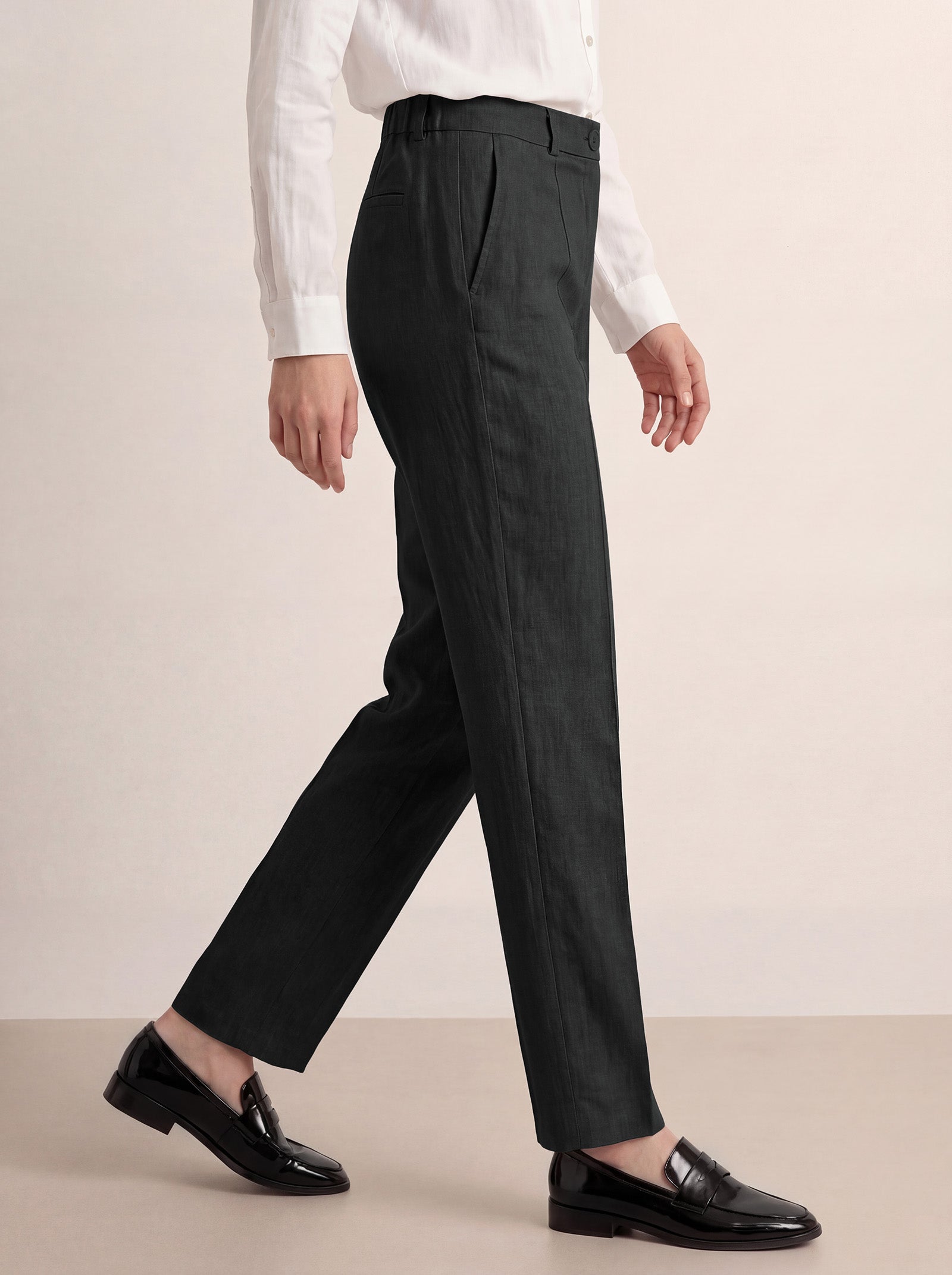 Linen Tailored Straight Full Length Pants LANDON