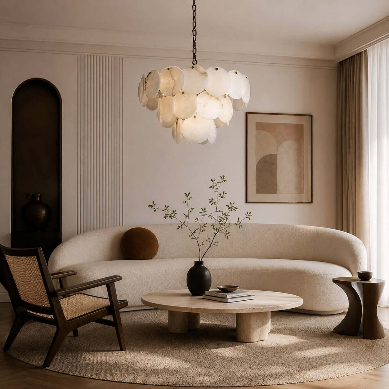 Marble Multi-Tiered Round Chandelier