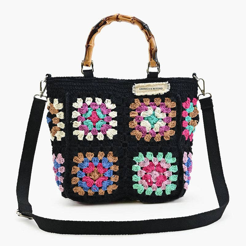 Noir Elegance Crochet Tote