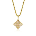 Full-diamond zircon four-leaf clover necklace