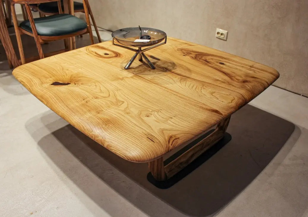 Rustic Solid Chestnut Wood Coffee Table with chestnut legs