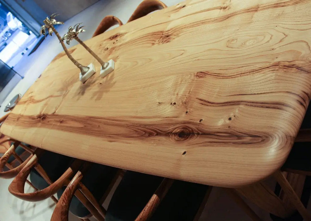 Rustic Solid Chestnut Wood Dining Table with Chestnut Legs
