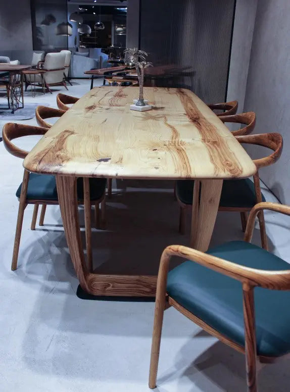 Rustic Solid Chestnut Wood Dining Table with Chestnut Legs