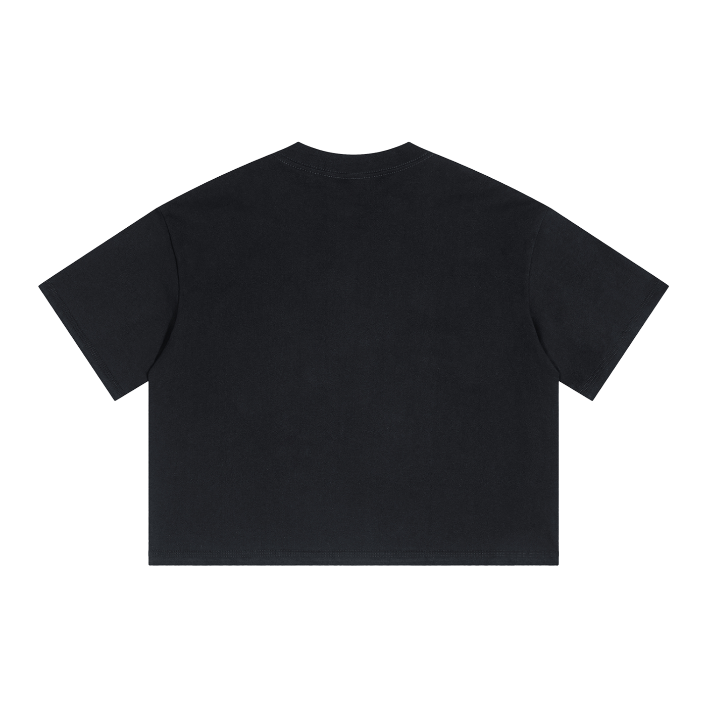 Alone Streetwear Tee Cropped Boxy T-Shirt Y2K 250GSM Summer Black Short Sleeve Crew Neck