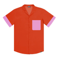 Men’s Short Sleeve Tailored Fit Button-Down Shirt – Coral Flame