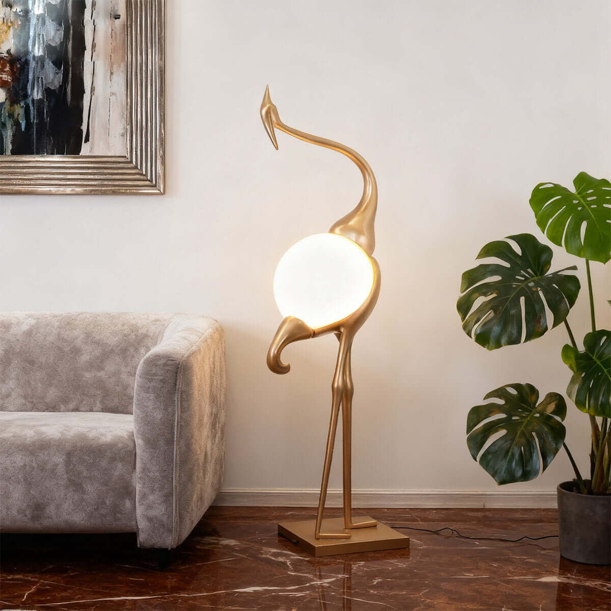 Crane Sculpture Floor Lamp