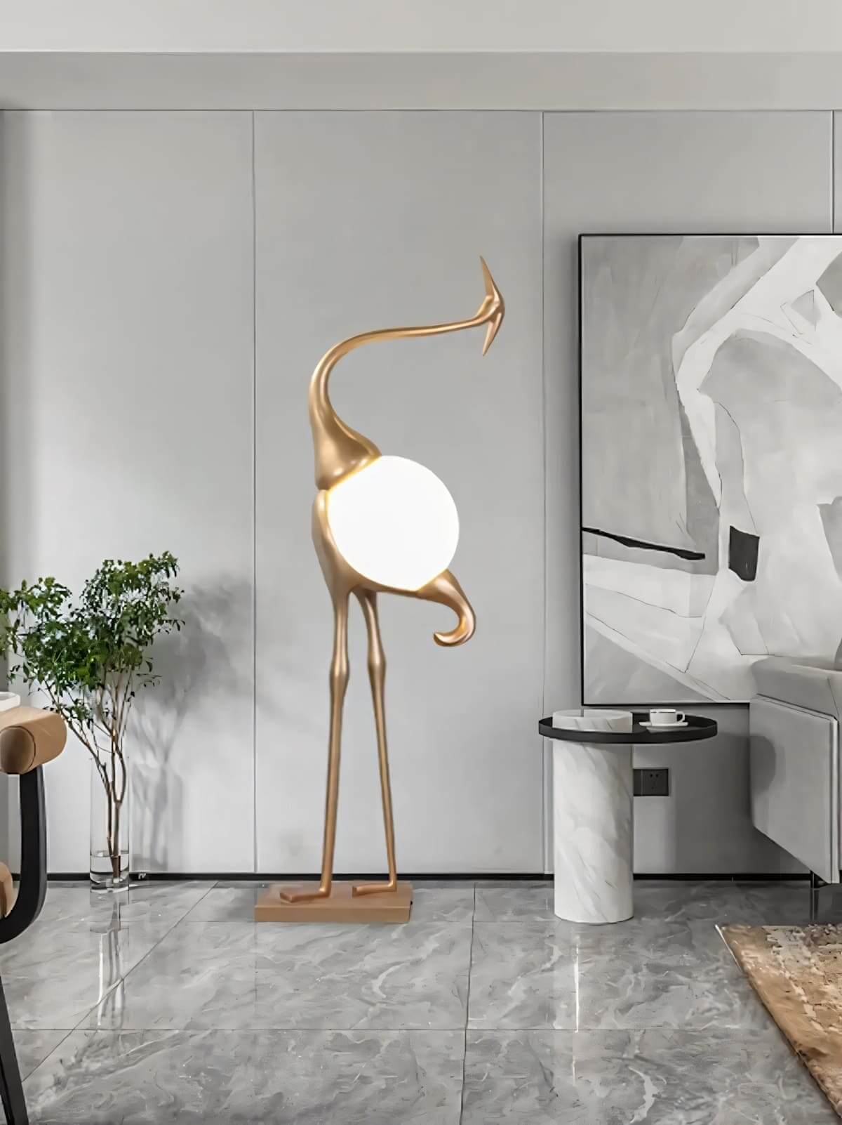 Crane Sculpture Floor Lamp