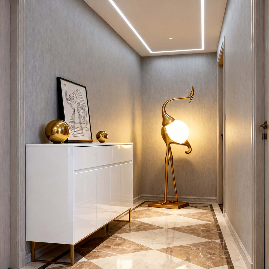 Crane Sculpture Floor Lamp