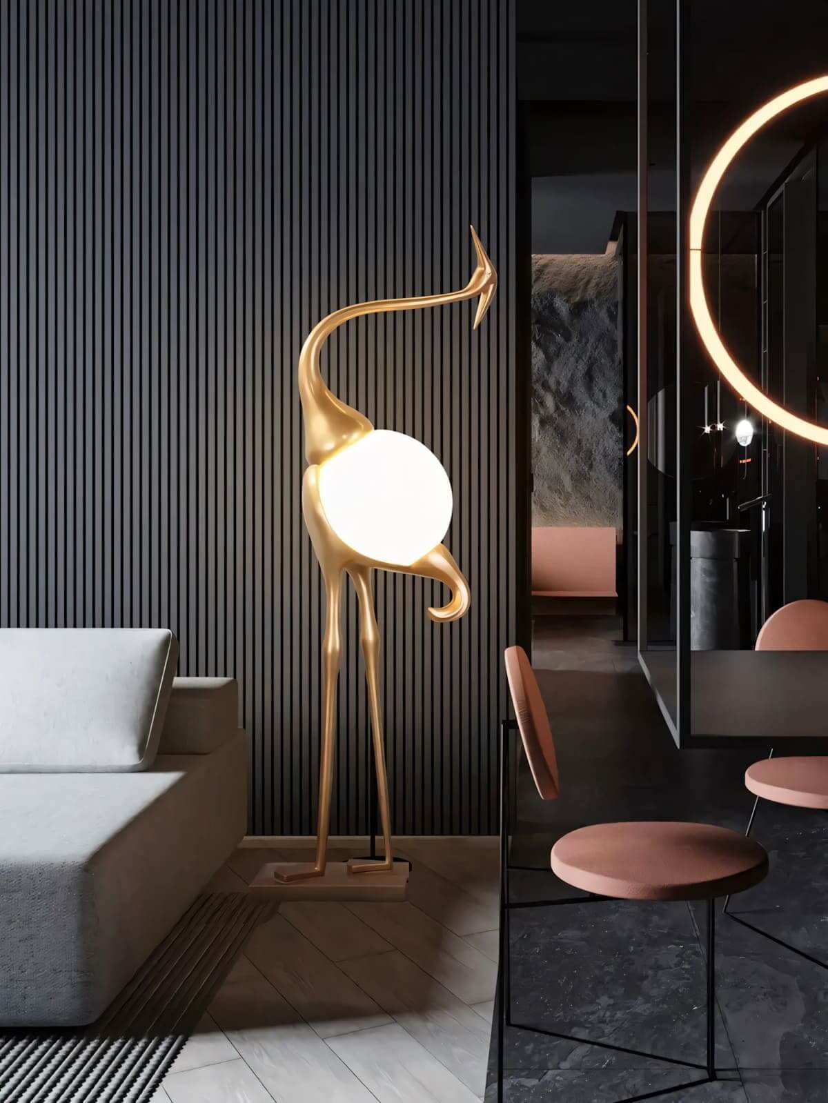 Crane Sculpture Floor Lamp