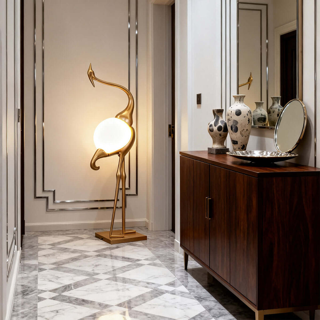 Crane Sculpture Floor Lamp