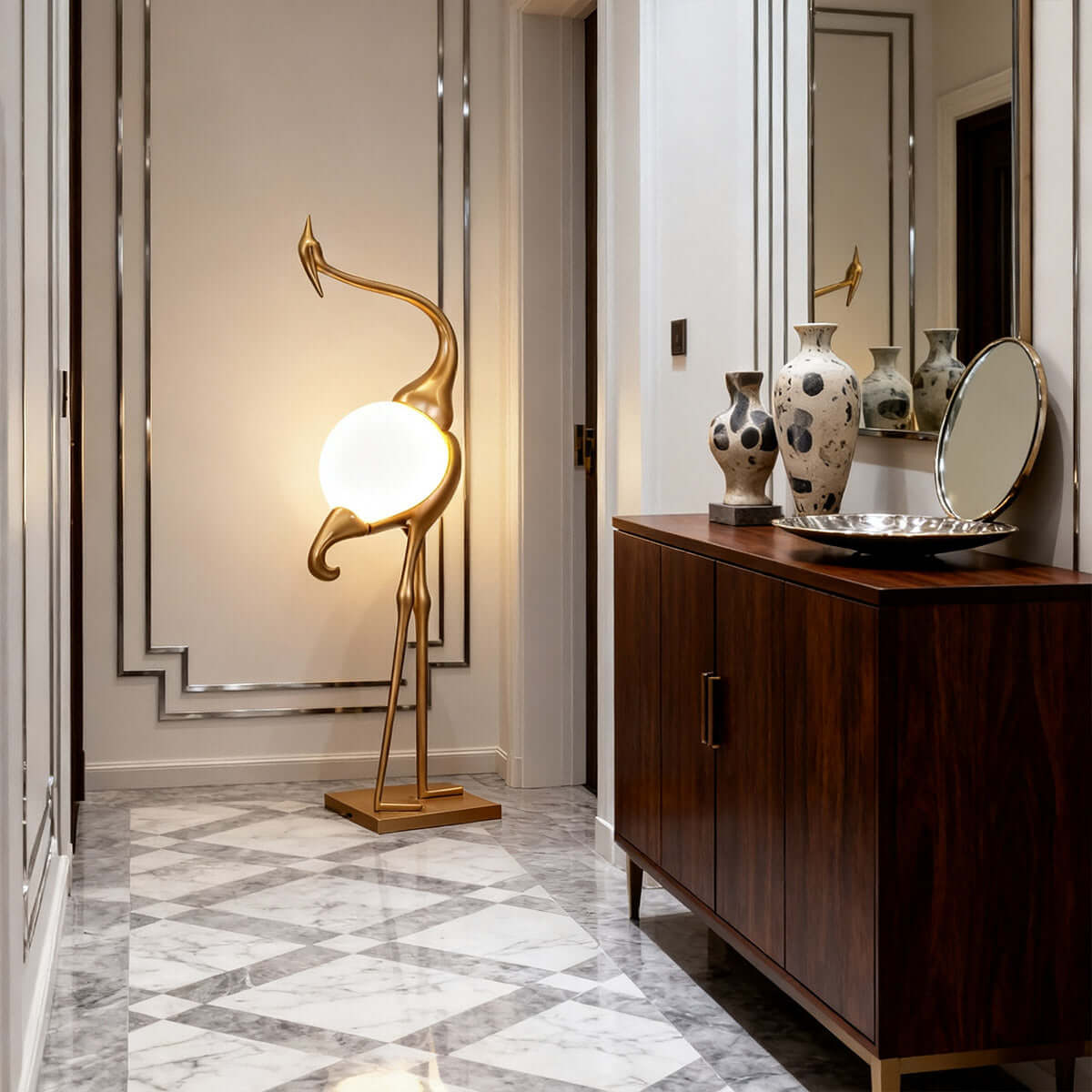 Crane Sculpture Floor Lamp