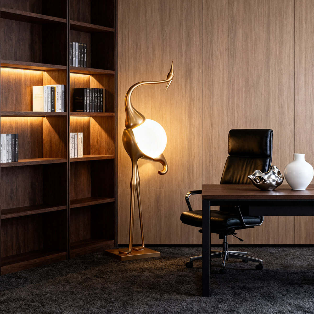 Crane Sculpture Floor Lamp