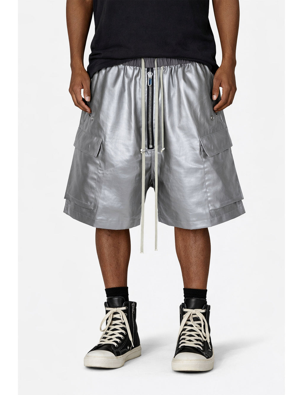 METALLIC SHINE CARGO SHORTS
