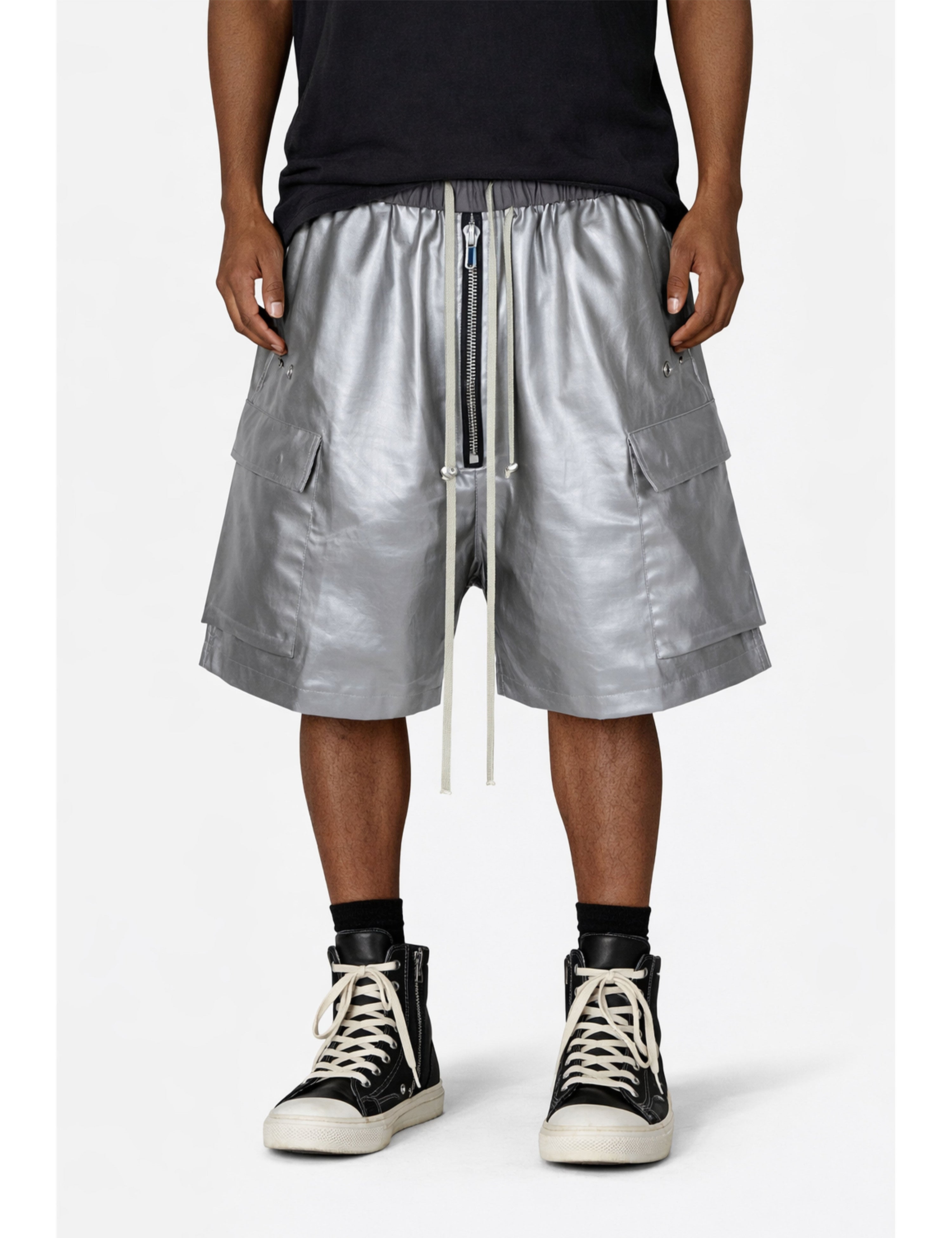 METALLIC SHINE CARGO SHORTS