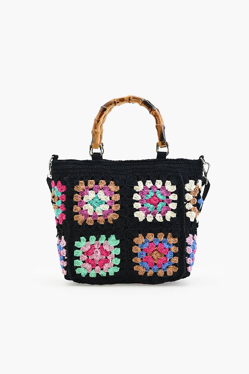 Noir Elegance Crochet Tote