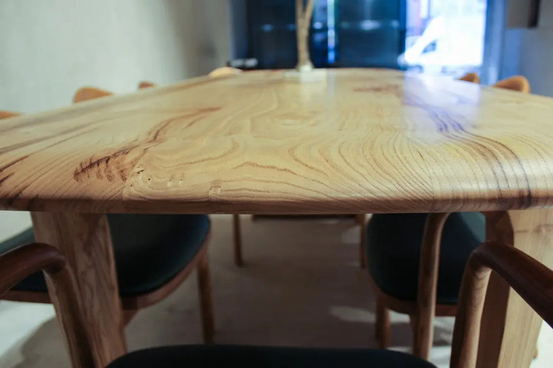 Rustic Solid Chestnut Wood Dining Table with Chestnut Legs