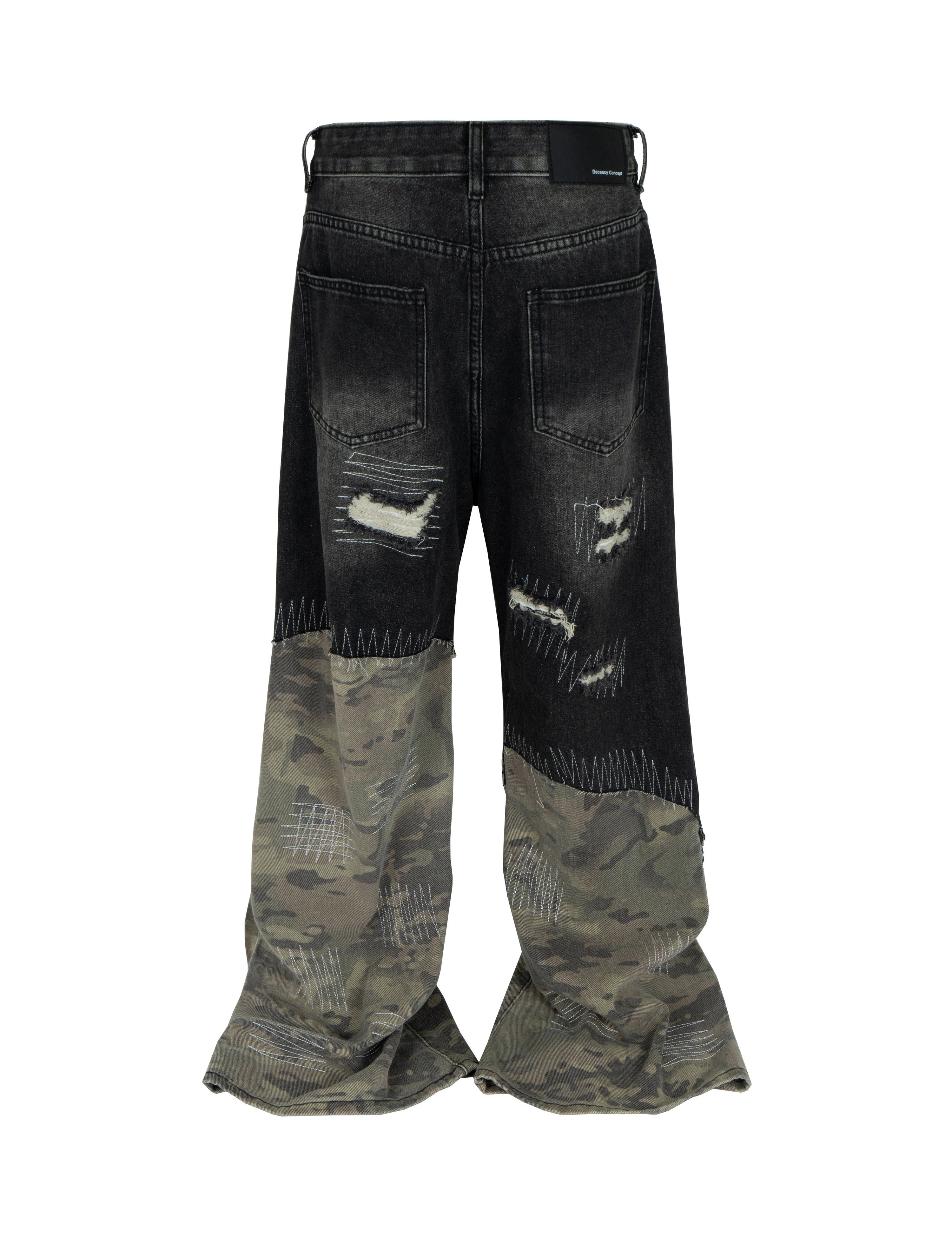 NOIR SCAB CAMO FLARE DENIM